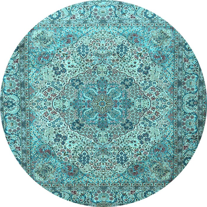 Round Persian Light Blue Traditional Rug, tr3485lblu