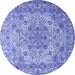 Round Machine Washable Persian Blue Traditional Rug, wshtr3485blu