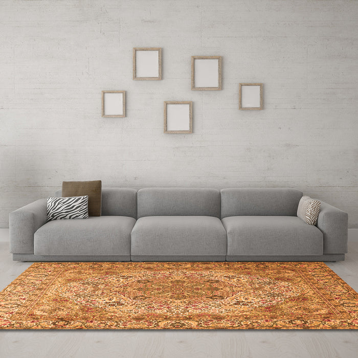 Machine Washable Persian Orange Traditional Area Rugs in a Living Room, wshtr3485org