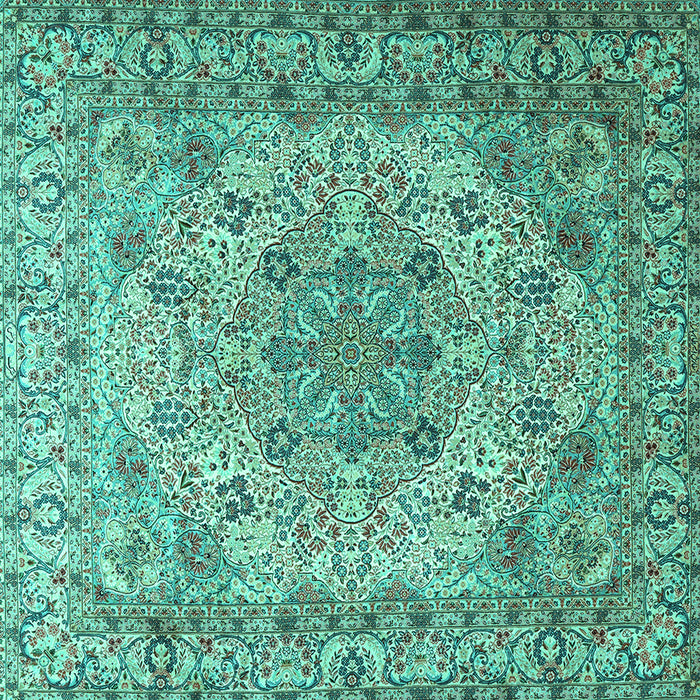 Square Persian Turquoise Traditional Rug, tr3485turq
