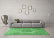 Machine Washable Persian Emerald Green Traditional Area Rugs in a Living Room,, wshtr3485emgrn