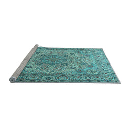 Sideview of Machine Washable Persian Light Blue Traditional Rug, wshtr3485lblu
