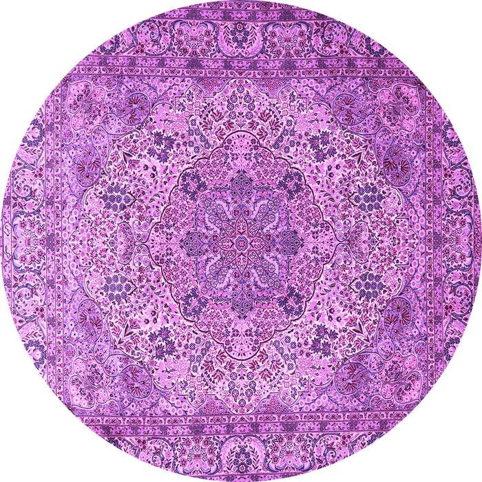 Round Machine Washable Persian Purple Traditional Area Rugs, wshtr3485pur