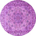 Round Machine Washable Persian Purple Traditional Area Rugs, wshtr3485pur