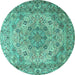 Round Persian Turquoise Traditional Rug, tr3485turq