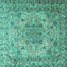 Square Machine Washable Persian Turquoise Traditional Area Rugs, wshtr3485turq