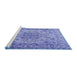 Sideview of Machine Washable Persian Blue Traditional Rug, wshtr3485blu