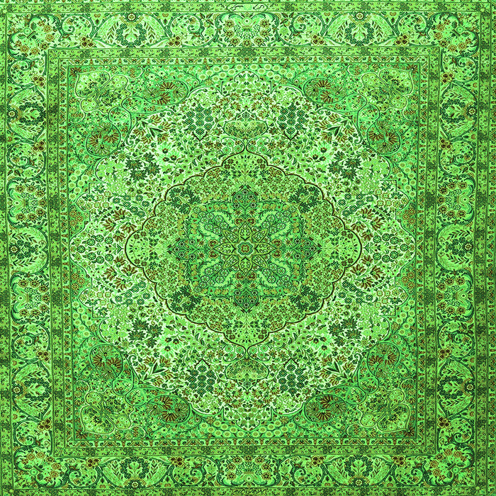 Round Machine Washable Persian Green Traditional Area Rugs, wshtr3485grn