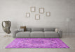 Machine Washable Persian Purple Traditional Area Rugs in a Living Room, wshtr3485pur