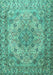 Machine Washable Persian Turquoise Traditional Area Rugs, wshtr3485turq