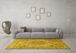 Machine Washable Persian Yellow Traditional Rug in a Living Room, wshtr3485yw