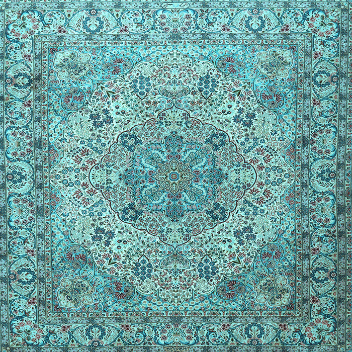 Square Machine Washable Persian Light Blue Traditional Rug, wshtr3485lblu