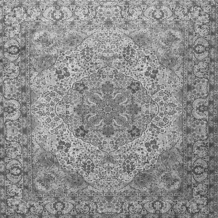 Round Machine Washable Persian Gray Traditional Rug, wshtr3485gry