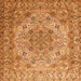 Round Machine Washable Persian Orange Traditional Area Rugs, wshtr3485org