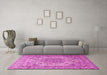 Machine Washable Persian Pink Traditional Rug in a Living Room, wshtr3485pnk