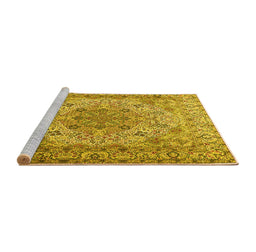 Sideview of Machine Washable Persian Yellow Traditional Rug, wshtr3485yw