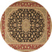 Round Medallion Brown Traditional Rug, tr3486brn