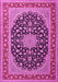 Machine Washable Medallion Pink Traditional Rug, wshtr3486pnk