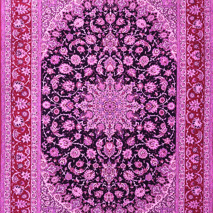 Machine Washable Medallion Pink Traditional Rug, wshtr3486pnk