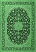 Machine Washable Medallion Emerald Green Traditional Area Rugs, wshtr3486emgrn