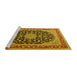 Sideview of Machine Washable Medallion Yellow Traditional Rug, wshtr3486yw