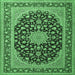 Square Medallion Emerald Green Traditional Rug, tr3486emgrn