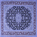 Square Medallion Blue Traditional Rug, tr3486blu