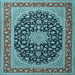 Square Medallion Light Blue Traditional Rug, tr3486lblu