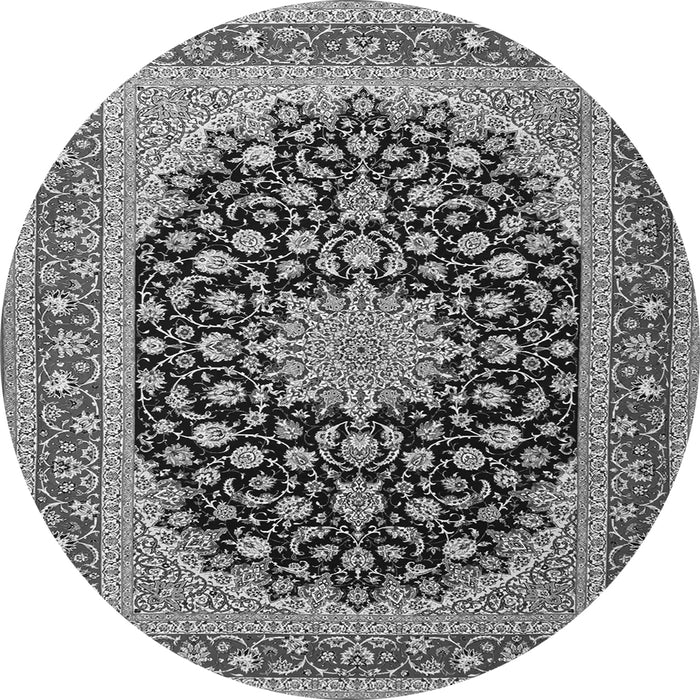 Machine Washable Medallion Gray Traditional Rug, wshtr3486gry