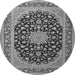 Machine Washable Medallion Gray Traditional Rug, wshtr3486gry