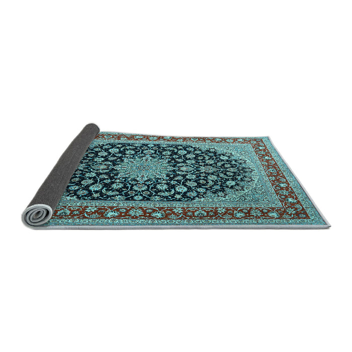 Sideview of Medallion Light Blue Traditional Rug, tr3486lblu