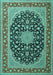 Machine Washable Medallion Turquoise Traditional Area Rugs, wshtr3486turq