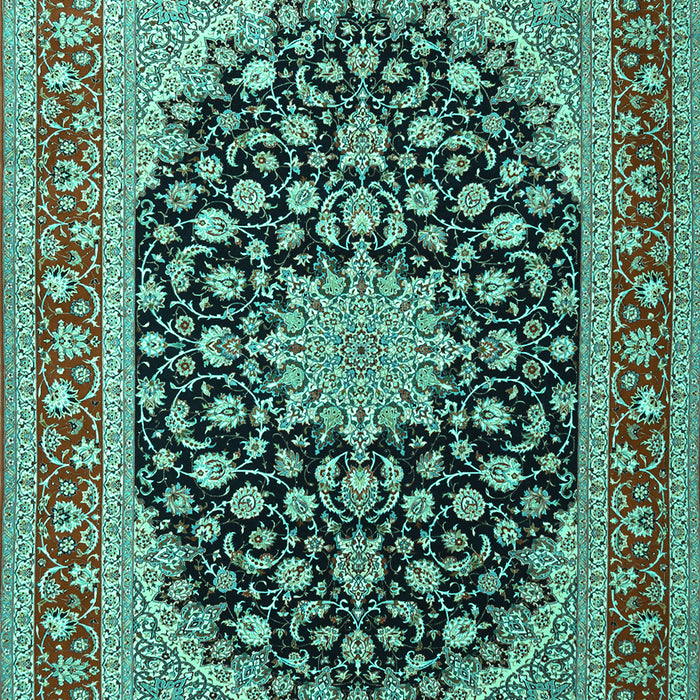 Machine Washable Medallion Turquoise Traditional Area Rugs, wshtr3486turq