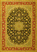 Machine Washable Medallion Yellow Traditional Rug, wshtr3486yw