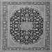 Round Machine Washable Medallion Gray Traditional Rug, wshtr3486gry