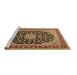 Sideview of Machine Washable Medallion Brown Traditional Rug, wshtr3486brn