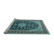 Sideview of Machine Washable Medallion Light Blue Traditional Rug, wshtr3486lblu