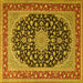 Square Medallion Yellow Traditional Rug, tr3486yw