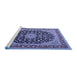 Sideview of Machine Washable Medallion Blue Traditional Rug, wshtr3486blu