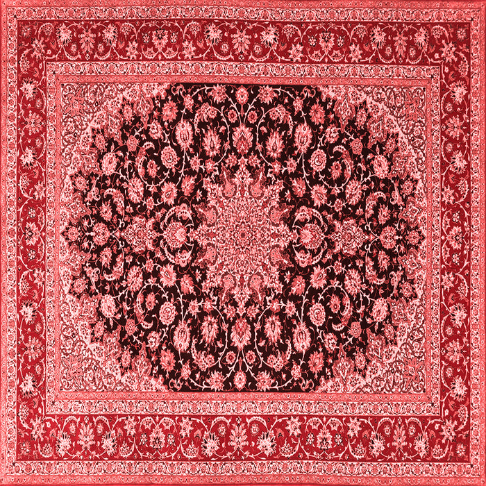 Machine Washable Medallion Red Traditional Rug, wshtr3486red