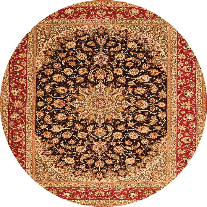 Machine Washable Medallion Orange Traditional Area Rugs, wshtr3486org
