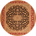 Machine Washable Medallion Orange Traditional Area Rugs, wshtr3486org