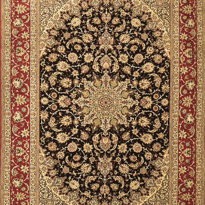 Machine Washable Medallion Brown Traditional Rug, wshtr3486brn