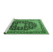 Sideview of Machine Washable Medallion Emerald Green Traditional Area Rugs, wshtr3486emgrn