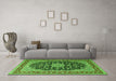 Machine Washable Medallion Green Traditional Area Rugs in a Living Room,, wshtr3486grn