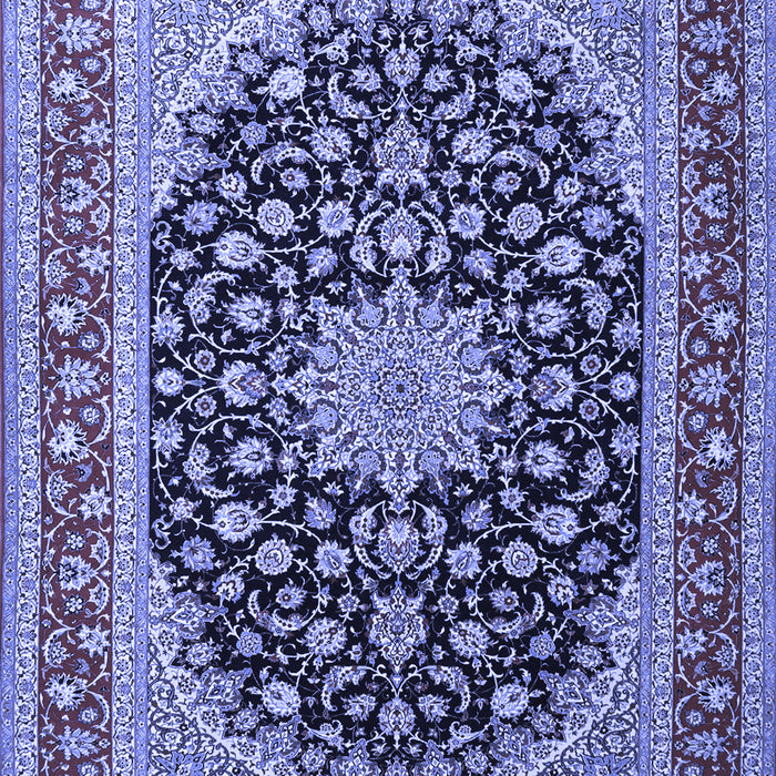 Machine Washable Medallion Blue Traditional Rug, wshtr3486blu