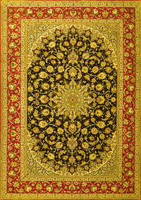 Medallion Yellow Traditional Rug, tr3486yw