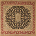 Square Medallion Brown Traditional Rug, tr3486brn