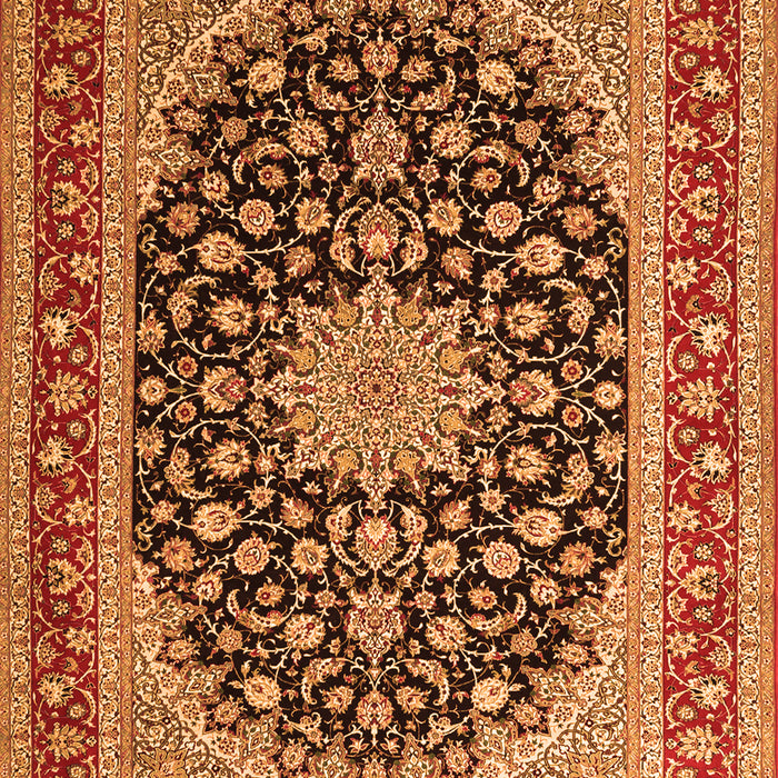 Serging Thickness of Machine Washable Medallion Orange Traditional Area Rugs, wshtr3486org