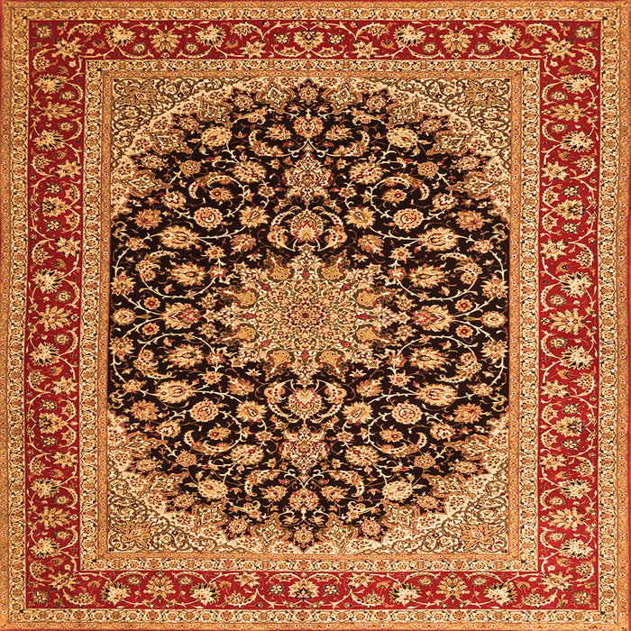 Serging Thickness of Medallion Orange Traditional Rug, tr3486org
